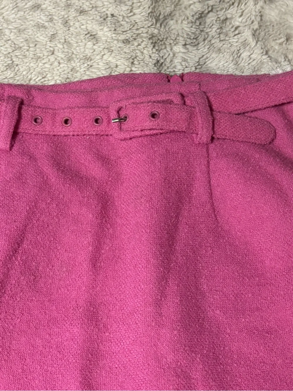 Vintage GUESS Collection Pink Wool Blend Belted Mini Skirt Sz 6 USA Made